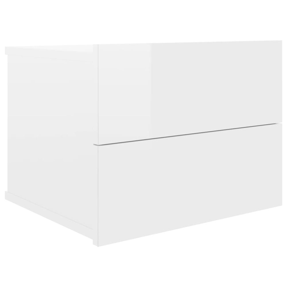 Vidaxl Nočný stolík, lesklý biely 40x30x30 cm, kompozitné drevo